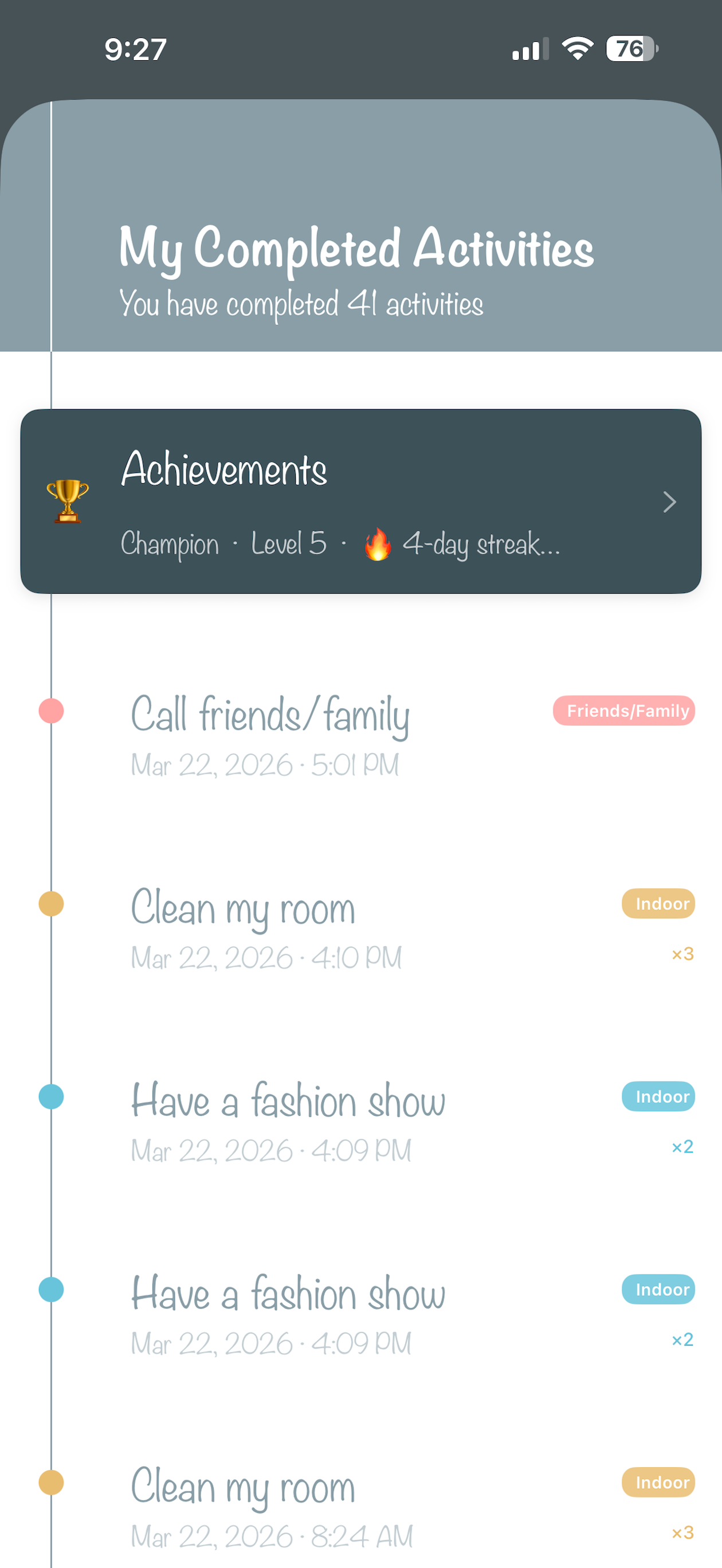 Profile screen